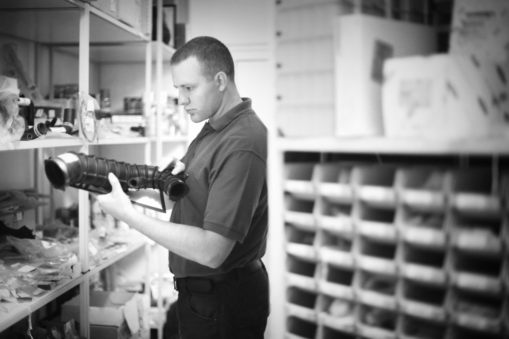 Worker holding miscellaneous part